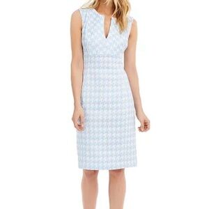 CALVIN KLEIN Sleeveless Blue & White Houndstooth Dress NWT